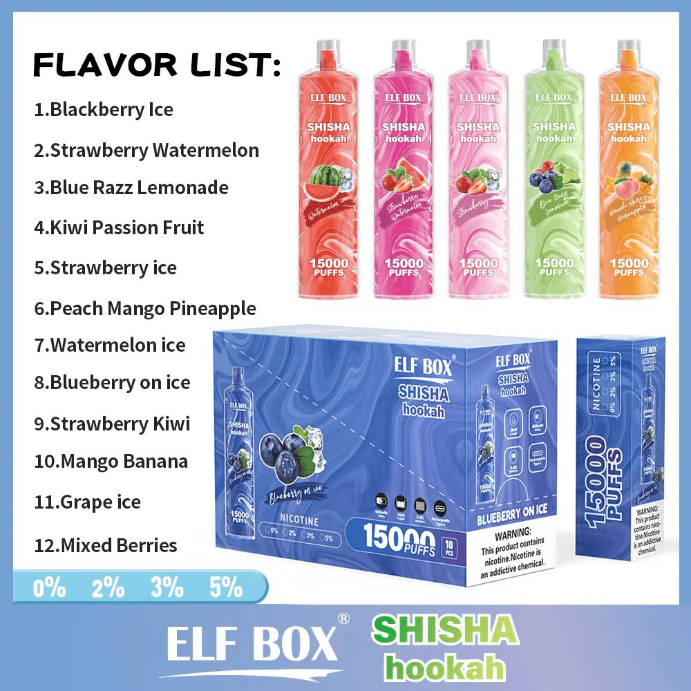 ELF BOX LS15000 Puffs Shisha Vape Rechargeable Wholesale Bulk Buy Nicotine Options 32 ELF BOX LS15000 Puffs Shisha Hookah Disposable Vape – 0%/2%/5% Nicotine, Rechargeable, Bulk Wholesale