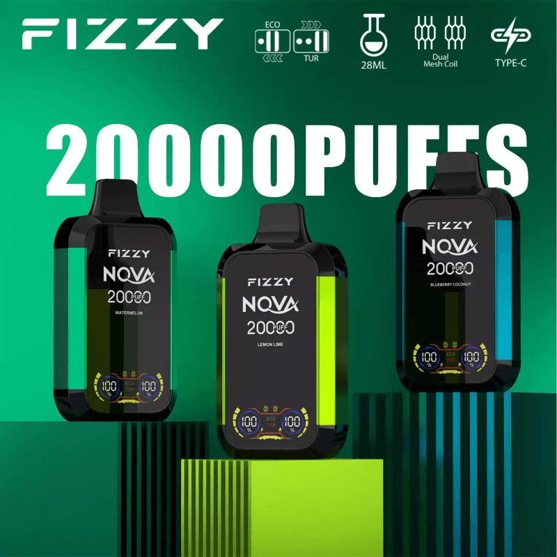 Fizzy Nova 20000 Puffs Dual Mesh Disposable Vape – 2%/5% Nicotine, LCD Screen, Rechargeable, Bulk Wholesale